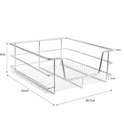 4 st Utdragbara Trådkorgar i Rostfritt Stål - 40 cm (B) med Mjuk Stängning För Skåp och Skafferier Kökslådor Förvaring 430 mm D x 297 mm B x 140 mm H | CDON