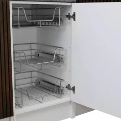 3 st Utdragbara Trådkorgar i Rostfritt Stål - 30 cm (B) med Mjuk Stängning För Skåp och Skafferier Kökslådor Förvaring 430 mm D x 197 mm B x 140 mm H | CDON