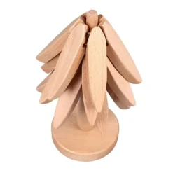 3 st Varmrätter Träunderlägg Trädformad designunderlägg Värmebeständig underlägg i bokträ