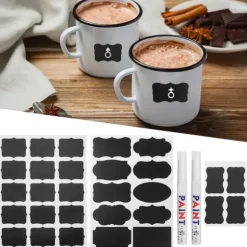 220 st vattentäta svarta tavlor med etiketter för blomkrukor och 2 st pennor (beJ-typ)