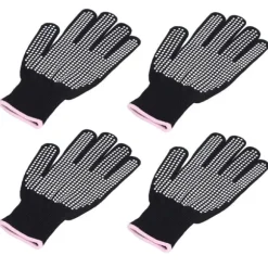 4 st Värmebeständiga handskar Högtemperaturbeständiga anti skållningsvantar med silikonknölar Vit silikon rosa kant