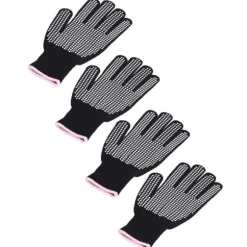 4 st Värmebeständiga handskar Högtemperaturbeständiga anti skållningsvantar med silikonknölar Vit silikon rosa kant