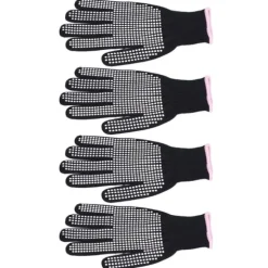 4 st Värmebeständiga handskar Högtemperaturbeständiga anti skållningsvantar med silikonknölar Vit silikon rosa kant