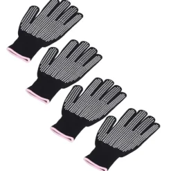 4 st Värmebeständiga handskar Högtemperaturbeständiga anti skållningsvantar med silikonknölar Vit silikon rosa kant