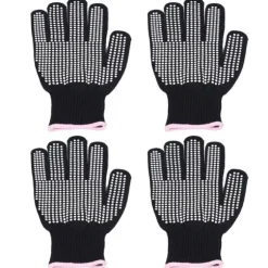 4 st Värmebeständiga handskar Högtemperaturbeständiga anti skållningsvantar med silikonknölar Vit silikon rosa kant