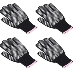 4 st Värmebeständiga handskar Högtemperaturbeständiga anti skållningsvantar med silikonknölar Vit silikon rosa kant