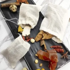 30 st. 10x15 cm, naturliga oblekta bomullspåsar för kryddor/örter/tepåsar, muslinpåsar för hushållsartiklar