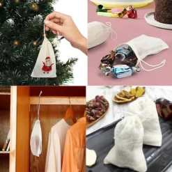 30 st. 10x15 cm, naturliga oblekta bomullspåsar för kryddor/örter/tepåsar, muslinpåsar för hushållsartiklar