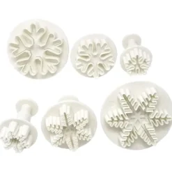 6 st/set livsmedelskvalitet plast snöflinga fondant kakplunger utskärare formar DIY präglingsverktyg för bakning