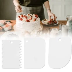 3 st/set Plastgrädde Degskrapa Skär Spatlar för Bakverk Kakdekoration