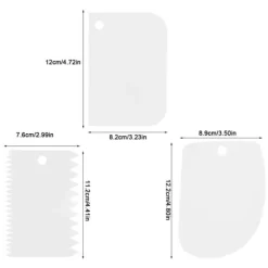 3 st/set Plastgrädde Degskrapa Skär Spatlar för Bakverk Kakdekoration