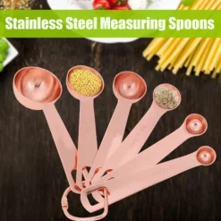 6 st/set rostfritt stål mätskedar torra och flytande ingredienser matlagning bakverktyg
