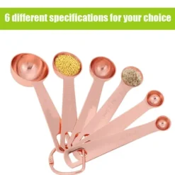 6 st/set rostfritt stål mätskedar torra och flytande ingredienser matlagning bakverktyg