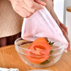 6 st/set silikon återanvändbart töjbart lock för konservering av mat och frukt, lock för skål, kökstillbehör, rosa