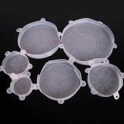 6 st/set silikon återanvändbart töjbart lock för konservering av mat och frukt, lock för skål, kökstillbehör, rosa