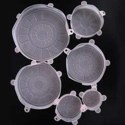 6 st/set silikon återanvändbart töjbart lock för konservering av mat och frukt, lock för skål, kökstillbehör, rosa