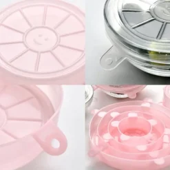 6 st/set silikon återanvändbart töjbart lock för konservering av mat och frukt, lock för skål, kökstillbehör, rosa