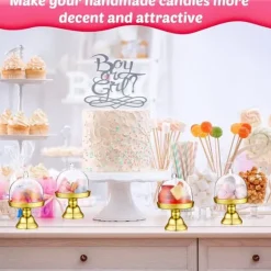 24 stycken guldfärgade, genomskinliga mini-tårtfat i plast med kupolformade lock, dessertfat med kupolformade lock för födelsedag, bröllop, högtider, | CDON
