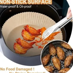 100 Stycken Papperspapper för Air Fryer, 20 cm Rund Bakpapper Liner, BPA-fri, Tillbehör för Fritös, Stekpanna