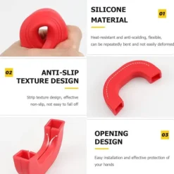 4 stycken silikongrytunderlägg, värmebeständiga grythandtagsskydd, halkfria grytskydd för wokar och soppgrytor röda