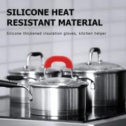 4 stycken silikongrytunderlägg, värmebeständiga grythandtagsskydd, halkfria grytskydd för wokar och soppgrytor röda