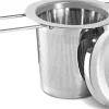 1 tesil i rostfritt stål med vikbara dubbla handtag och lock, kan hängas på tekannor, koppar, muggar, för att brygga löst te och kaffe