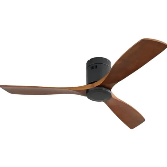 52 tum Flachbyggd takfläkt DC med 3 träblad, tyst reversibelt motor och fjärrkontroll, utan belysning