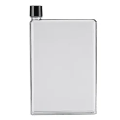 A5 platt vattenflaska Reseflaska Bärbar resemugg Platt sportvattenflaska för sport Camping Gym Fitness Utomhus Vit 350ml