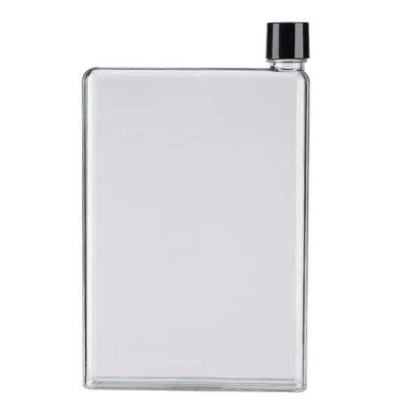 A5 platt vattenflaska Reseflaska Bärbar resemugg Platt sportvattenflaska för sport Camping Gym Fitness Utomhus Vit 350ml