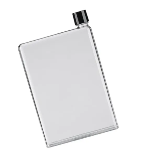 A5 platt vattenflaska Reseflaska Bärbar resemugg Platt sportvattenflaska för sport Camping Gym Fitness Utomhus Vit 350ml