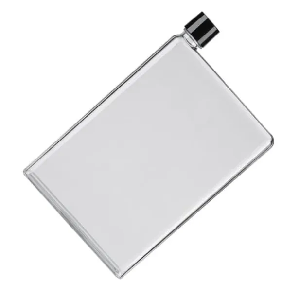 A5 platt vattenflaska Reseflaska Bärbar resemugg Platt sportvattenflaska för sport Camping Gym Fitness Utomhus Vit 350ml