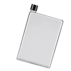 A5 platt vattenflaska Reseflaska Bärbar resemugg Platt sportvattenflaska för sport Camping Gym Fitness Utomhus Vit 350ml