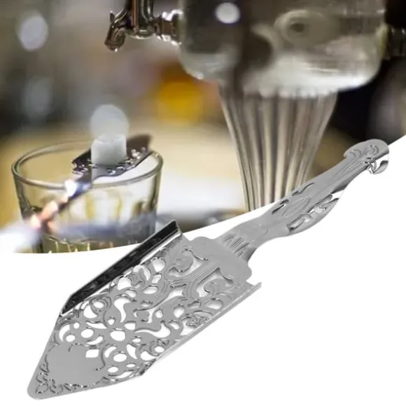Absintfiltersked Rostfritt stål Ihålig Malört Cocktailsked Sockerbit Filtsked för Bartending Silver