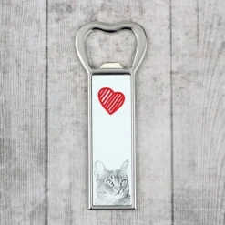 Abyssinian - flasköppnare med en katt, personlig kylöppnare, unik present till en man från Art-Dog