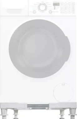 Adjustable Washing Machine Base Stand with Wheels - White Plastic & Steel Tube Rack, 300KG Capacity - Universal Fit for Dryers, Refrigerators