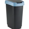 Affaldsspand, Rotho Twist, sort, plast, 25 l, sort låg med blå kant