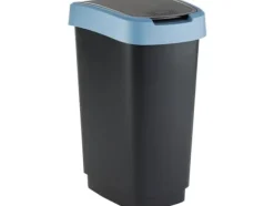 Affaldsspand, Rotho Twist, sort, plast, 25 l, sort låg med blå kant