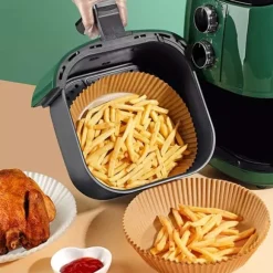 Air Fryer Papper 100-pack – 20cm Engångspapper för Luftfritös Brun