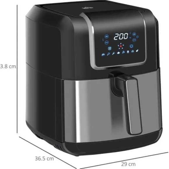 Airfryer 6,5 L, 1700 W, 8 program, LED-display, non-stick korg, hälsosam oljefri matlagning