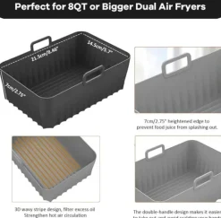 Airfryer-tillbehör,2pack Air Fryer-form för Ninja Foodi AF400EU AF300EU 9,5L,Airfryer-form av silikon för Instant Pot Ultenic MasterPRO Dual Air Fryer | CDON