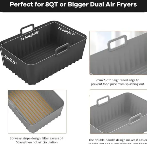 Airfryer-tillbehör,2pack Air Fryer-form för Ninja Foodi AF400EU AF300EU 9,5L,Airfryer-form av silikon för Instant Pot Ultenic MasterPRO Dual Air Fryer | CDON