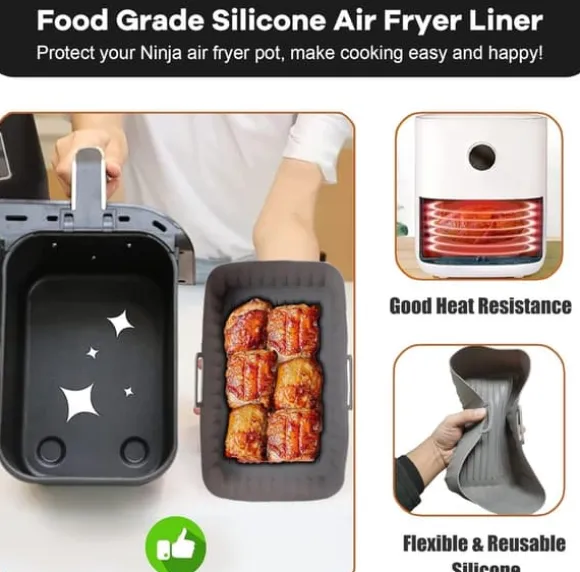 Airfryer-tillbehör,2pack Air Fryer-form för Ninja Foodi AF400EU AF300EU 9,5L,Airfryer-form av silikon för Instant Pot Ultenic MasterPRO Dual Air Fryer | CDON