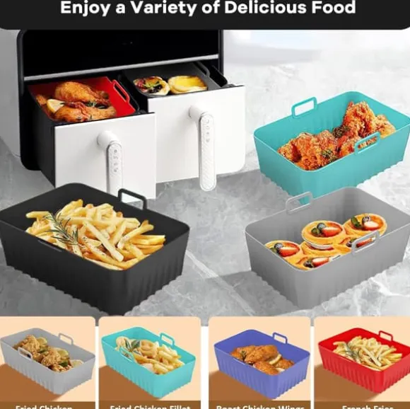 Airfryer-tillbehör,2pack Air Fryer-form för Ninja Foodi AF400EU AF300EU 9,5L,Airfryer-form av silikon för Instant Pot Ultenic MasterPRO Dual Air Fryer | CDON