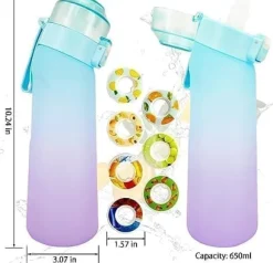 Air-Up Luftvattenflaska 650ml – 7 Smakkapslar | Sockerfri & Aromatisk | Gradient Blå med Suprör