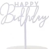 Akryltårtdekoration i vit, Grattis på födelsedagen