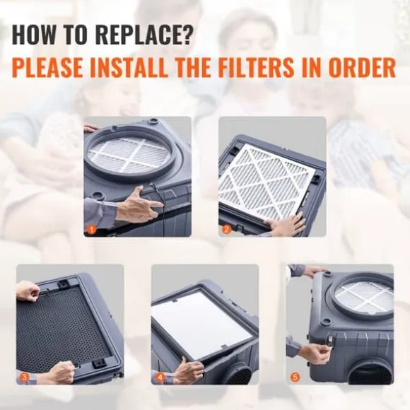 Aktiva kolfilter, 3-pack, 16'' x 19'', effektiva steg 2-filter för BlueDri & skrubber, luftrenare, vattenskador.