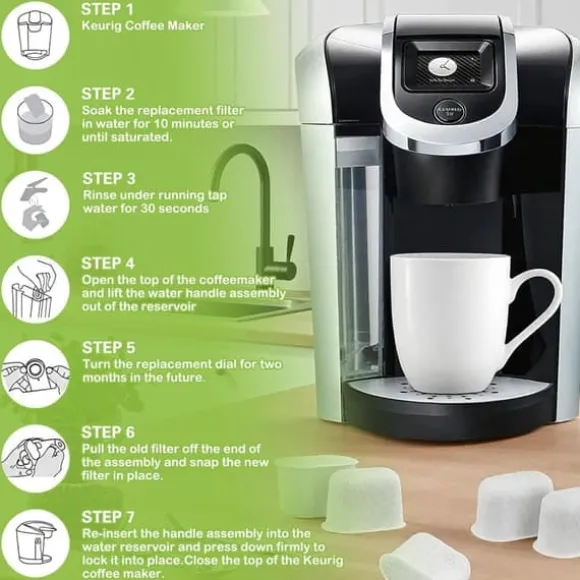 Aktivt Kolfilter för Ninja kaffebryggare Ersättningsvattenfilter Kaffetillbehör, 12-pack