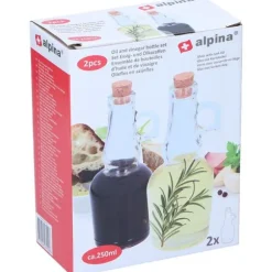 Alpina - Glass bottle with cork for oil/vinegar 250ml 2 pcs.