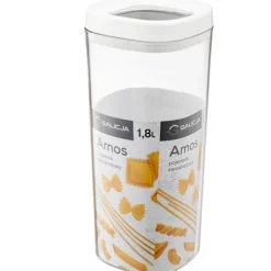 AMOS 1800 ml transparent fyrkantig matbehållare med vitt lock