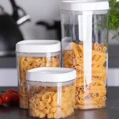 AMOS 1800 ml transparent fyrkantig matbehållare med vitt lock